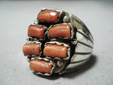 Tremendous Navajo Coral Sterling Silver Ring Native American-Nativo Arts