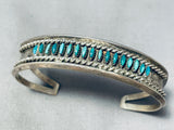 Very Old Beautiful Vintage Native American Zuni Needle Turquoise Sterling Silver Bracelet-Nativo Arts