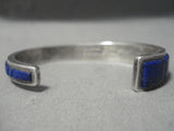 Important Vintage Native American Navajo Lapis Sterling Silver Turquoise Bracelet Old-Nativo Arts