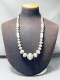 Outstanding Vintage Native American Navajo Sterling Silver Large Pillow Bead Necklace-Nativo Arts