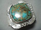 One Of Best Vintage Native American Navajo Squared Royston Turquoise Sterling Silver Bracelet-Nativo Arts