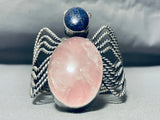 Colossal Bug Vintage Native American Navajo Sterling Silver Lapis Bracelet Cuff-Nativo Arts