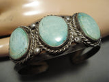 Important Early 1900's Vintage Native American Navajo Turquoise Sterling Silver Bracelet Old-Nativo Arts