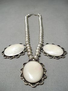Superior Vintage Native American Navajo Domed Pearl Sterling Silver Necklace-Nativo Arts