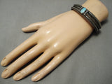 Thick And Very Old!! Vintage Native American Navajo Turquoise Sterling Silver Bracelet Old-Nativo Arts