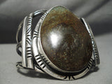 So Huge Vintage Native American Navajo Chocolate Brown Green Turquoise Sterling Silver Bracelet-Nativo Arts