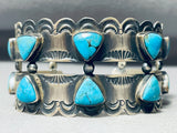 Russ Sam Vintage Native American Navajo Teardrop Turquoise Sterling Silver Bracelet-Nativo Arts
