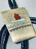 Important Native American Navajo Firerock Employee Turquoise Sterling Silver Bolo Tie-Nativo Arts
