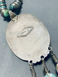 Native American Important Francisco Gomez Vintage Hand Carved Turquoise Sterling Silver Necklace-Nativo Arts