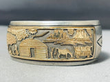 Gold And Silver Vintage Native American Navajo Sterling Detail Bracelet-Nativo Arts