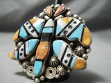 One Of Biggest Navajo Turquoise Sterling Silver Native American Ring-Nativo Arts