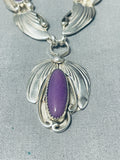 Important Vintage Native American Navajo Charoite Sterling Silver Necklace-Nativo Arts