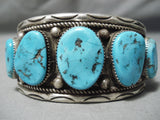 Tremendous Vintage Native American Navajo Traditional Turquoise Sterling Silver Bracelet-Nativo Arts