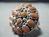 Outstanding Navajo Native American Corals Sterling Silver Dome Ring-Nativo Arts