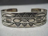 Rare Mary Morgan Vintage Native American Navajo Hand Tooled Sterling Silver Bracelet-Nativo Arts