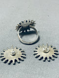 Striking Vintage Native American Zuni Blue Gem Turquoise Sterling Silver Ring & Earrings Set-Nativo Arts
