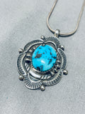 Stealthy Vintage Native American Navajo Turquoise Sterling Silver Sun Necklace-Nativo Arts