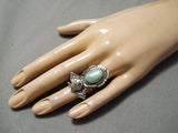 Exceptional Detailed Vintage Native American Navajo Green Turquoise Sterling Silver Kachina Ring-Nativo Arts