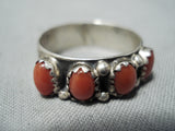 Marvelous Bahe Navajo Coral Sterling Silver Ring Native American-Nativo Arts