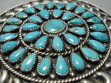 Important Vintage Native American Navajo Victor Moses Begay Turquoise Sterling Silver Pin Old-Nativo Arts