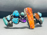 Rosie Lincoln Vintage Native American Navajo Turquoise Spiny Oyster Sterling Silver Bracelet-Nativo Arts