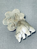 Sweet Vintage Native American Navajo Sterling Silver Bear Pin-Nativo Arts