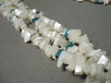 Amazing Vintage Native American Navajo Pearl Blue Turquoise Sterling Silver Necklace Old-Nativo Arts