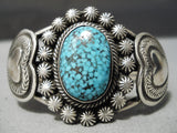 Museum Vintage Native American Navajo Heart Sterling Silver #8 Turquoise Bracelet Cuff-Nativo Arts