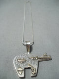 Fabulous Vintage Navajo Sterling Silver & 14k Gold Necklace Native American Old-Nativo Arts