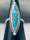 Stunning Vintage Native American Navajo Turquoise Chip Inlay Sterling Silver Ring-Nativo Arts