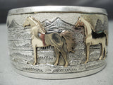 Quality Vintage Native American Navajo Gold Horse Sterling Silver Bracelet Cuff-Nativo Arts
