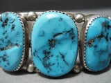 Incredible Vintage Native American Navajo Sleeping Beauty Turquoise Sterling Silver Bracelet Old-Nativo Arts