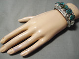 Heavy Thick!! Native American Navajo Spiderweb Turquoise Sterling Silver Bracelet Cuff-Nativo Arts