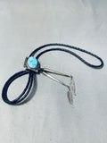 Marvelous Vintage Native American Navajo Morenci Turquoise Sterling Silver Bolo-Nativo Arts