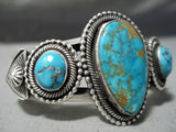 Stunning Vintage Native American Navajo Royston & Old Kingman Turquoise Silver Bracelet-Nativo Arts