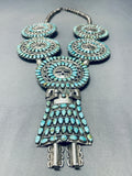 Best Vintage Native American Navajo Kachina Turquoise Sterling Silver Squash Blossom Necklace-Nativo Arts