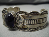 Striking Vintage Native American Navajo Domed Amethyst Sterling Silver Bracelet Old-Nativo Arts