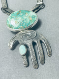 Native American One Of The Best Santo Domingo Carico Lake Turquoise Sterling Silver Necklace-Nativo Arts