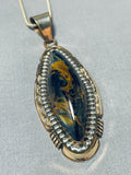 Important Gold Brown Stone Native American Navajo Sterling Silver Necklace-Nativo Arts