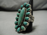 Magnificent Vintage Native American Navajo Green Turquoise Sterling Silver Ring-Nativo Arts
