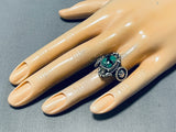 Dramatic Native American Navajo Frogskin Turquoise Sterling Silver Ring-Nativo Arts
