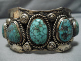 Museum Vintage Native American Navajo Carico Lake Turquoise Sterling Silver Bracelet Old-Nativo Arts