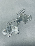 Sensational Native American Navajo Sterling Silver Buffalo Earrings-Nativo Arts