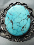 Vivid Museum Vintage Native American Navajo Morenci Turquoise Sterling Silver Bracelet-Nativo Arts