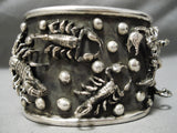 Crazy Scorpion Heavy Huge Native American Sterling Silver Bracelet-Nativo Arts