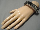 Magnificent John Begay Vintage Native American Navajo Onyx Sterling Silver Bracelet Cuff-Nativo Arts