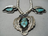 Exquisite Vintage Native American Navajo Sterling Silver Native Royston Turquoise Necklace Old-Nativo Arts