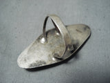 Unique Vintage Native American Navajo Old Kingman Turquoise Sterling Silver Shadowbox Ring Old-Nativo Arts