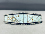 Rare Turquoise Mine Vintage Native American Navajo Inlay Sterling Silver Bracelet-Nativo Arts