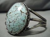 One Of The Best Vintage Native American Navajo #8 Turquoise Dome Sterling Silver Bracelet-Nativo Arts